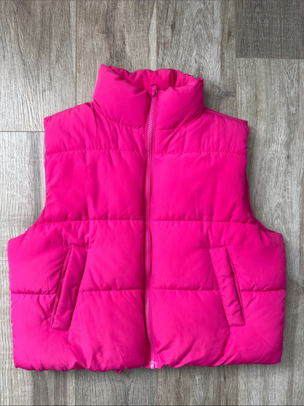 No Boundaries Women’s Hot Pink Puffer Vest Lightweight Sleeveless Jacket Size S